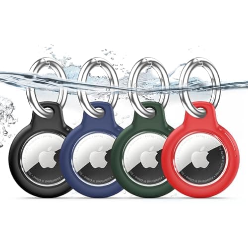 TNSNK for AirTag Holder Keyring, 4 Pack,Black+Navy Blue+Dark Green+Red
