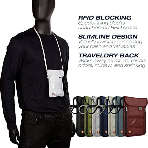Lewis N. Clark RFID Neck Stash, Navy, One Size, RFID Blocking Stash Neck Wallet, Travel Pouch + Passport Holder for Women & Men — view 2