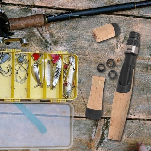 Alasum Fishing Rod Handle Set with Cork Reel Seat Sturdy Grip Replacement for DIY Rod Building Suitable for Travel and Beach Fishing Gear — view 5