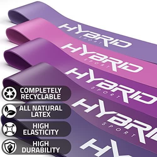 Hybrid Resistance Bands [Set of 5] PREMIUM Skin Friendly | 5 Strength Levels Loop Exercise Bands for Pilates, Training, Physio Therapy, Stretching, Home Gym | FREE Guide and Bag for Men and Women — view 4