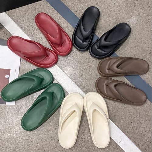Gyios slippers Unisex Eva One-piece Flip Flops Thick Sole Thong Sandals Non-slip Cushioned Summer Beach Bathroom Shoes-burgundy-38-39 — view 3