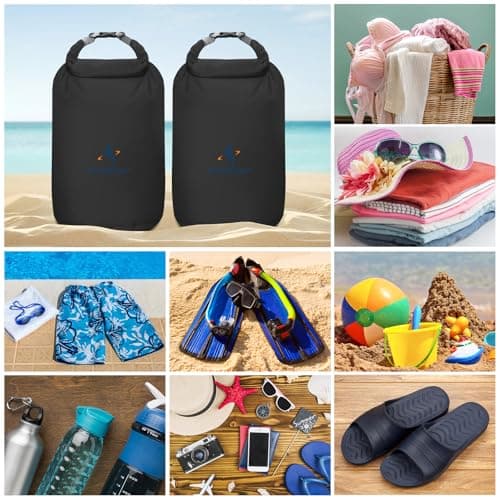 ioutdoor Dry Bag Set,2L/5L/10L/20L Waterproof Dry Sacks (Black 5L+5L) — view 5