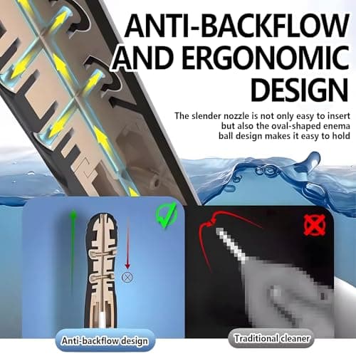 Anal Douche Automatic Enema Bulb, Rechargeable Personal Hygiene Cleaning Kit with 5 Nozzles and 3 Water Pressure Modes, Portable Deep Cleaning Device with Silicone Bottle for Home Bathroom and Travel — view 6