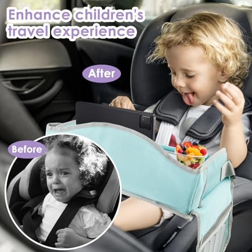 Car Tray Table for Kids Cars Seat Travel Tray Portable Drawing Board Play Pallet Cars Seat Detachable Lap Trays Carseat Table Trays for Kids in Car Airplane Activities Toddler Travel Accessories — view 5
