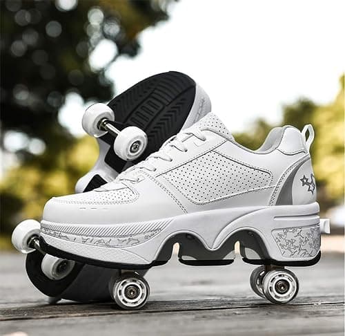 Roller Shoes with Wheels - Comfortable Quad Skates for Girls & Men, Breathable, Adjustable, Hidden Wheel Trainers — view 3