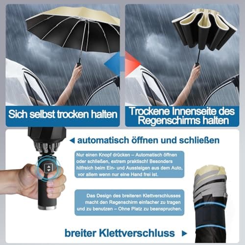 DSDCDJ Strongest Windproof Travel Umbrella, Beige — view 5