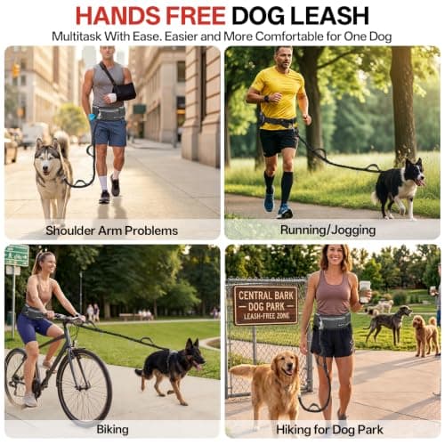 Qltytoy Hands Free Dog Lead 108kg Heavy Duty Bungee Leash with Bum Bag — view 5