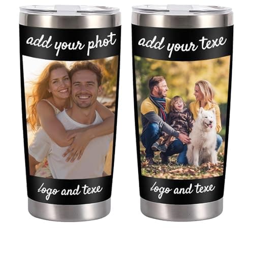 Personalized Photo Tumbler 20oz, Custom Stainless Steel Coffee Mug with Picture & Text, Double-Wall Insulated Travel Cup, Custom Gift for Christmas, Birthday, Anniversary, Mother’s Day, Father’s Day