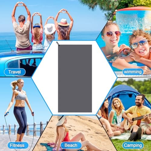 Zocipro Microfibre Beach Towel for Adults, 180x80cm with Mesh Bag — view 2