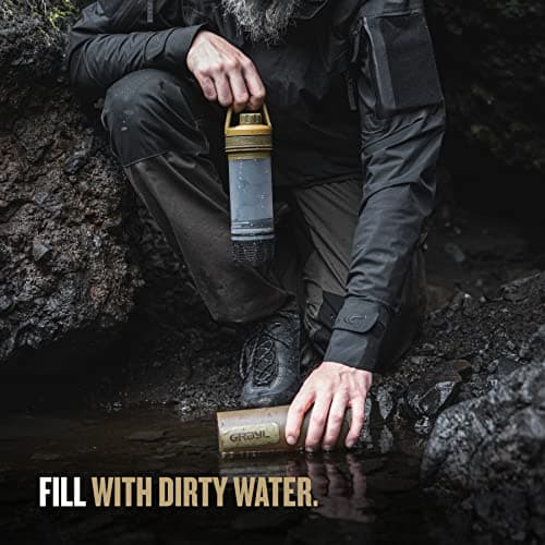 GRAYL UltraPress 500ml Water Purifier & Filter Bottle for Hiking, Backpacking, and Travel (Coyote Brown) — view 3