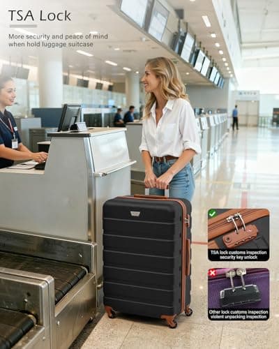 COOLIFE 3 Piece Luggage Set for Family,ABS+PC, Lightweight Durable Suitcase — view 6