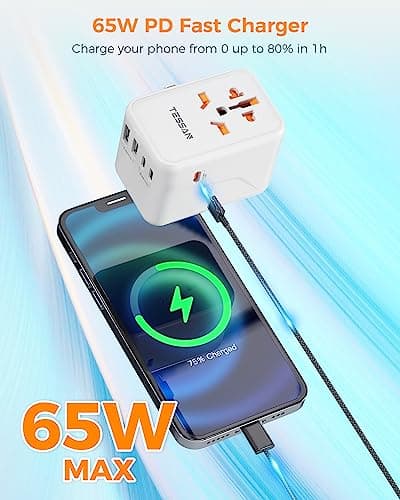 TESSAN 65W Universal Travel Adapter, Worldwide Plug with with 5 USB — view 3
