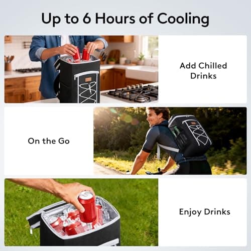Lifewit 23L Backpack Cooler with Multi-Pockets & Bottle Opener, Black — view 4