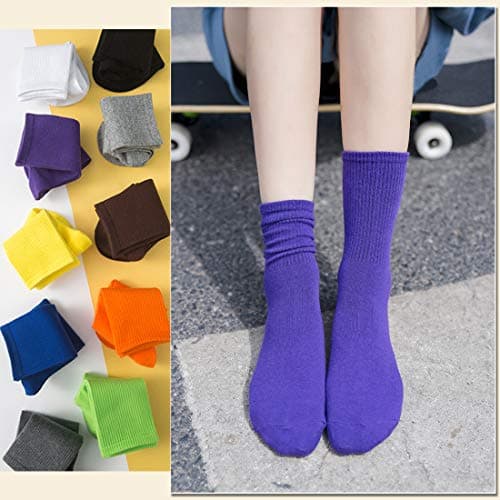 Hamjax 3 Pairs Womens Casual Crew Socks Walking Cotton Socks, Dark Red — view 4