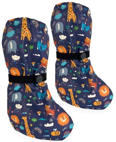 HECKBO Baby rain Booties rain Shoe Covers 3-18 Months - Jungle - Waterproof Fleece Lining Overshoes Crawling Shoes