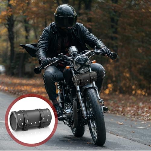 dentedeleao Motorbike Saddle Bags - Universal Tail Bag for Most Motorcycles, Pu Leather, Black — view 6