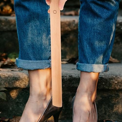 Wooden Long Handle Shoe Horn 55Cm for Seniors Pregnant Women Adults Magnetic Shoe Lifting Helper for Home Use Comfortable for Men and Travel — view 6