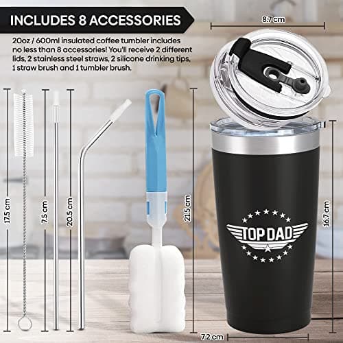BestaFiesta Dad Gifts Christmas Ideas Gift from Son Gift from Daughter Gift Ideas for Him Thermal Flask Insulated Coffee Mug Stainless Steel Travel Mug Birthday Top Dad — view 2