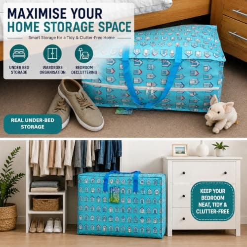 Extra Large Storage Bags laundry Blue Beach huts (65 ltr) — view 6
