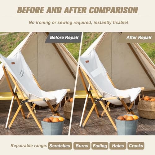 OAZ 2 Pieces 23x28 cm Canvas Repair Patches Fabric Patch Self-Adhesive Canvas Repair Tape Waterproof Outdoor Gear Repair Patch Kit for Boat Cover Tent Awning Sun Shade Sofa Lounge Chair Burgundy — view 4