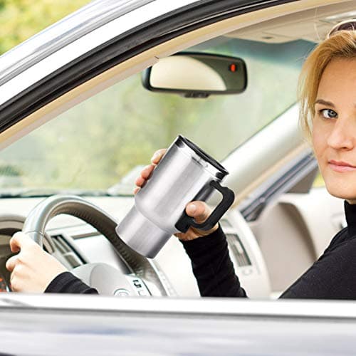 Terisass Heated Travel Mug 450ml Portable Heated Travel Mug - 12V 120W Car Electric Heating Bottle Cup - 304 Stainless Steel Powered by 12V Lighter Plug — view 5