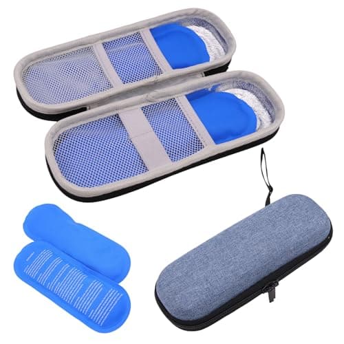 Cooler Travel Case with 2 Ice Packs - Portable, Lightweight and Durable Bag for Supplies, Medication Cooled Travel Cases, Cooler Pen Case, for Travels, Waterproof & Insulated
