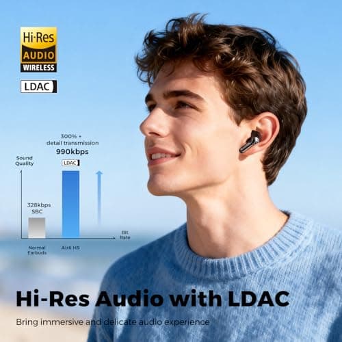 SoundPEATS Air6 HS Semi in Ear wireless Earbuds with Hi-Res & LDAC Black — view 3