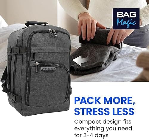 Bordlite Ryanair 40x20x25cm Underseat Cabin Backpack with Memory Foam Neck Pillow – Airline Approved Carry On Travel Bag for Ryanair, EasyJet & Jet2 – Lightweight Cabin Rucksack - Black — view 6