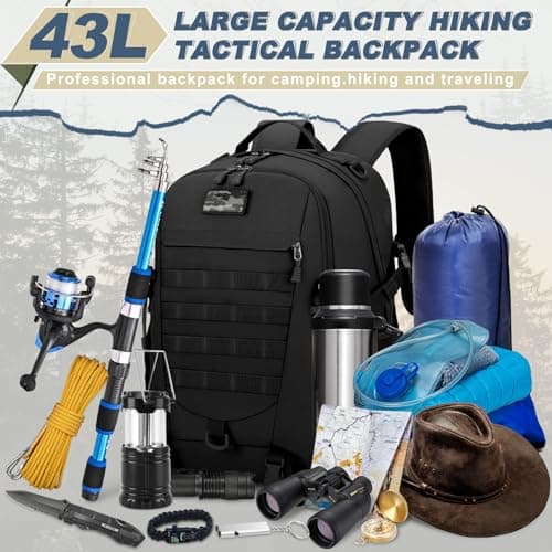 RAINSMORE Military Tactical Backpack Large Hiking Camping Rucksack 40L Water Resistant Molle Hunting Trekking Rucksack Black — view 6