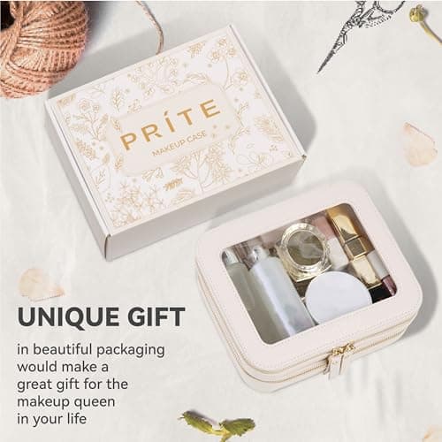 Prite Clear Makeup Bag Cosmetic Case Travel Toiletry Bag, Beige, 2 Layer — view 6