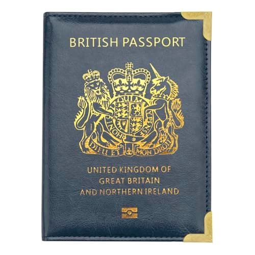 FACATH Passport Cover Holiday Essentials UK Passport Holder Minimalist Wallet British Travel Accesaries Ireland Card Holder (Navy Blue)