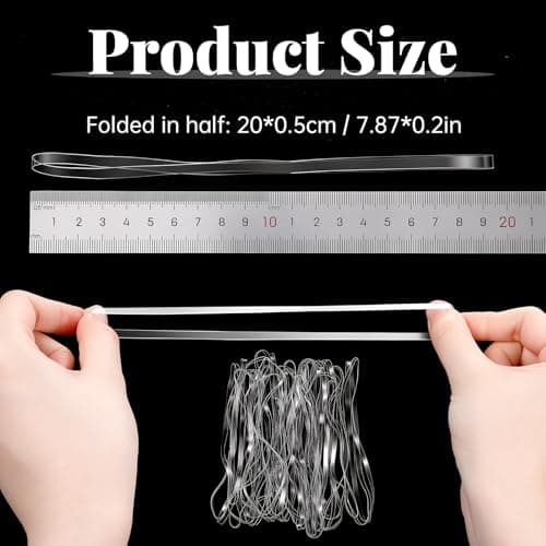 50Pcs Large Clear Rubber Bands, 200x5mm/7.87x0.2in (Folded Perimeter x Width) Big Rubber Bands, Heavy Duty TPU Elastic Band for Garbage Can, Office Supplies, Crafts, Balloon Arch, File Folders — view 2