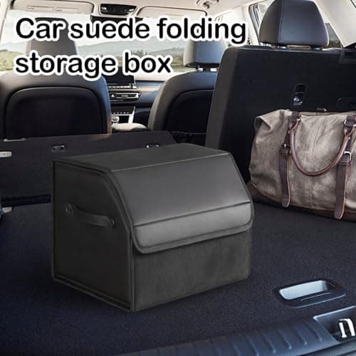 Ysislybin Trunk Organizer, Waterproof Car Organizer Collapsible Storage Box for Car Accessories with Compartments Leather Sedan Storage Box for Car Organization Outdoor Travel Camping — view 3