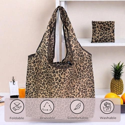 ZXTGBQ Large Foldable Shopping Bag In Pouch, Reusable Ladies ShoppingBag, Recycled Grocery Bags, Lightweight Handbag, Eco Tote ShopperBag, Portability FoldableBags For Daily Use, Travel, Picnic — view 5