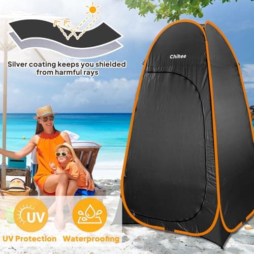 Chihee Outdoor Privacy Shelter Pop Up Camping Bathroom Tent Pod Portable Changing Tent 1 Room Instant Camp Toilet Stall Shower Tent Dressing Room Foldable with Cover Floor Carry Bag (Black) — view 2