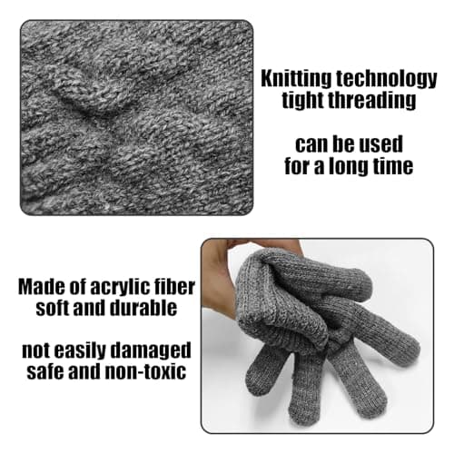 1 Pair Of Gray Velvet Gloves, Warm Knitted Gloves, Touch Screen Gloves, Outdoor Cold-Proof Gloves, Sports Gloves — view 3