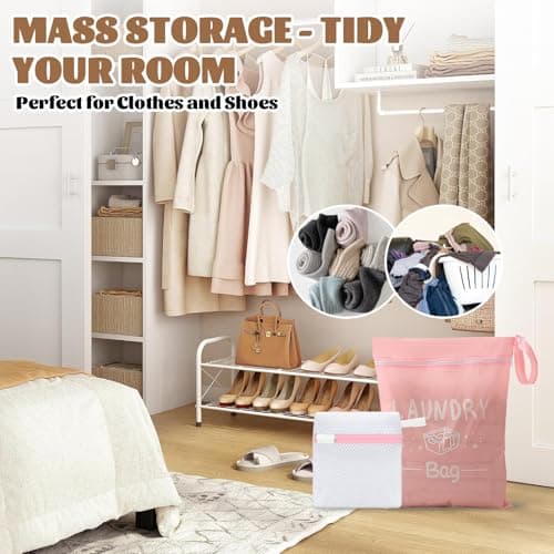 3 Pcs Durable Travel Laundry Bag with 3 Detergent Pod Bags,Small Laundry Bag with Handle & Zipper for Travelling,Gym,Camping — view 4