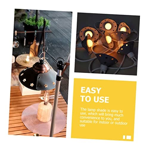 KONTONTY Leather Lamp Shade for Camping Lanterns, Small Black Pendant Lampshade Cover Set of 2, Outdoor Travel Hanging Light Shade for Tent and Hiking — view 2