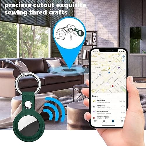 Ainiv Keychain for AirTag, 1 Piece Keychains for AirTag Protective Case, PU Locator Portable Anti-Lost, Protective Leather Case Bluetooth Tracker Pets and Backpacks — view 5