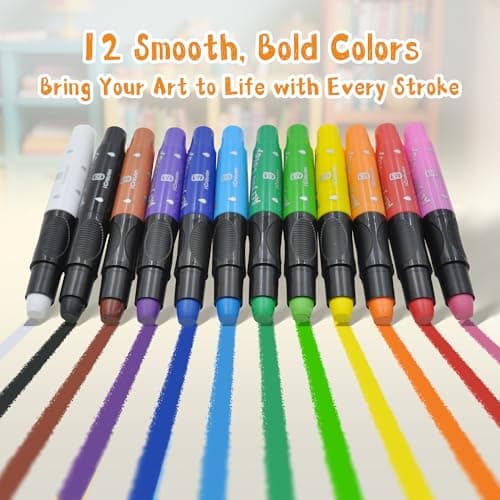 12 Colors Washable Twist Crayons for Toddlers, Hands Clean Silky Travel Crayons for Kids Ages 4-8 Indoor and Outdoor, Non-Toxic, Quick Drying, No Mess Coloring Gifts for Boys and Girls — view 6
