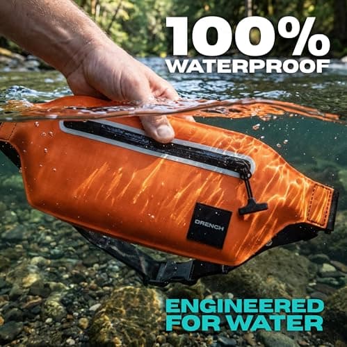 Drench Anti Theft Travel Bum Bag – Orange + Black | 2 Submersible Dry Bags + Floating Phone Cases — view 3