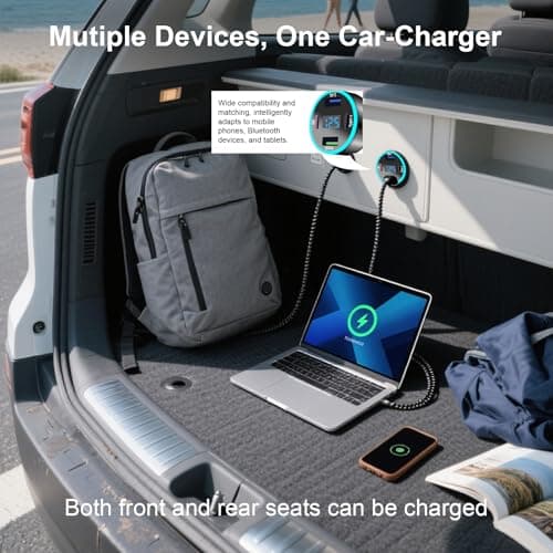 USB C Car Charger Adapter, 4-Port Fast Charging Metal USB Charger with Voltmeter, Car Phone Charger 12v/24v Car Accessory, In Car Phone Charger, Fast Charge Car Charger — view 5