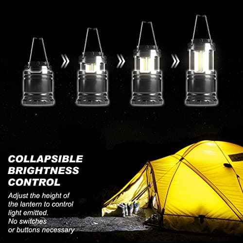 2 Pack Collapsible Outdoor LED Camping Lantern, Portable Battery Powered Light, New Upgrade Emergency Electric Lamp with Foldable Handle, Applicable to Hurricane, Emergency, Family, Shed — view 5