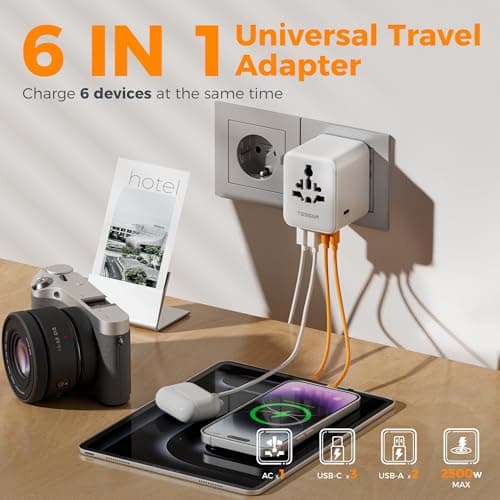 TESSAN Universal Travel Adapter, 28W Worldwide Plug with 2 USBA and 3 USBC — view 2