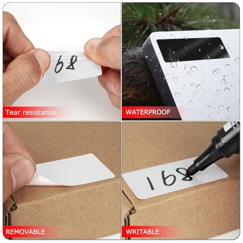 Meitaat White Rectangular Labels 50 x 25mm Blank Stickers Roll 500 Pcs — view 3