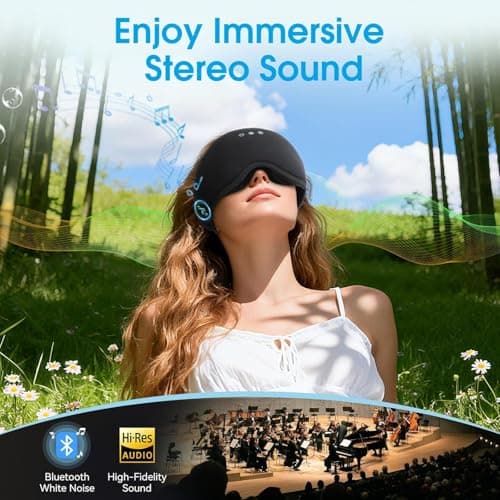 LOVE EYE Bluetooth Sleep Mask Headphones, 100% Blackout, Breathable — view 4