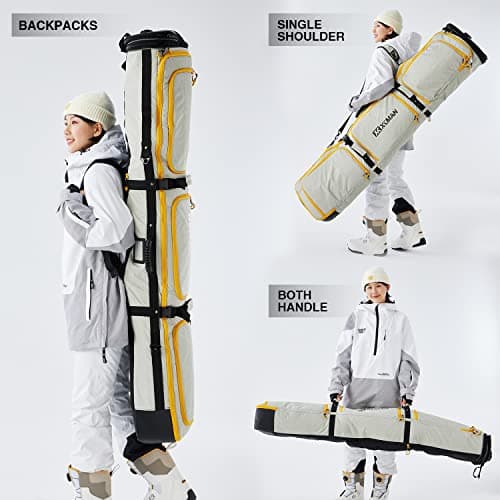 XCMAN Padded Snowboard Bag Adjustable Length 63-75In Padded Bag for Air Travel (Light Brown) — view 5
