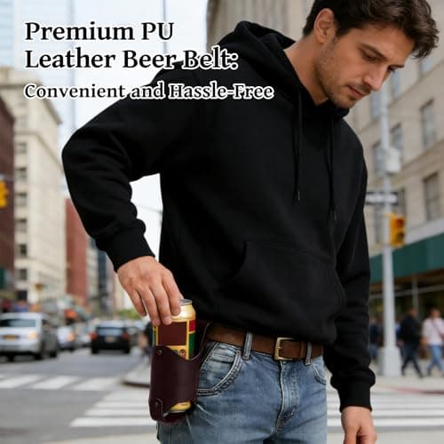 Durable Leather Beer Bottle Holster Belt for Outdoor Camping Hiking — view 5