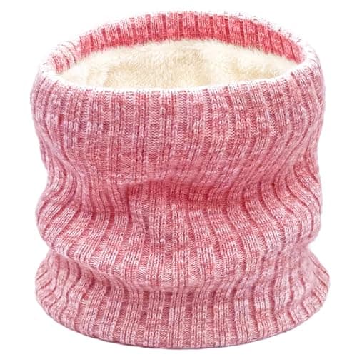 lifwimner Snoods for Men Women Winter Neck Warmer Scarf Thermal Fleece Double Layer Windproof Ski Mask for Cold Weather Birthday Gifts (Pink)