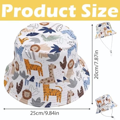 Children's Bucket Hat, Outdoor Activity Children's Sun Hat, Children's Sun Protection with Adjustable Chin Strap, Foldable Design for Travel and Beach, Children's Sun Hats for Boys and Girls — view 2